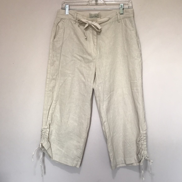 Charlie Paige tan linen blend capris pants size Medium - Picture 1 of 10